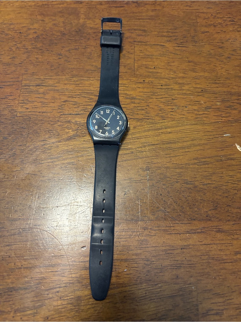 Swatch Black Men's Analog Strap Watch with White Numerals
